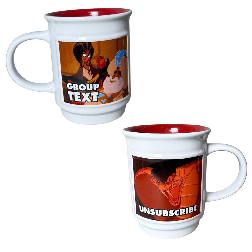 Disney Store Aladdin Evil Jafar Serpent Meme Double Sided Coffee Mug/Cup